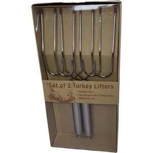 Turkey Lifters Set (2) holds up to 30lbs Stainless Steel Kitchen Utensil NWT!